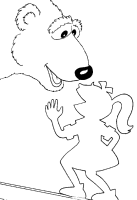 A coloring page of bear in the big blue house